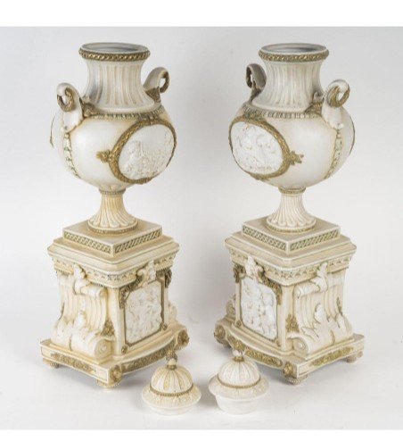 Pair Of Biscuit And Porcelain Vases – 19th Century-photo-1