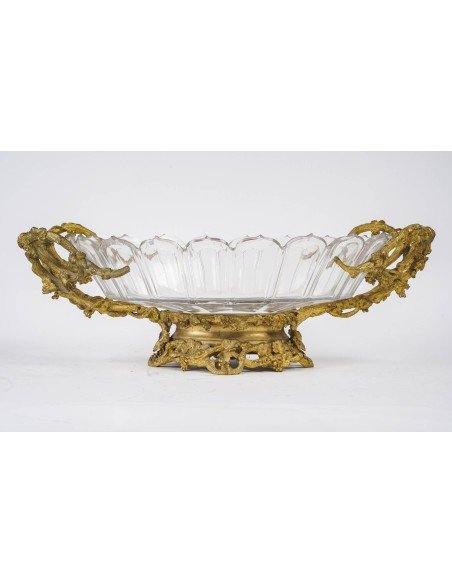 Centre De Table En Cristal Et Bronze Doré, époque XIXe Siècle-photo-2