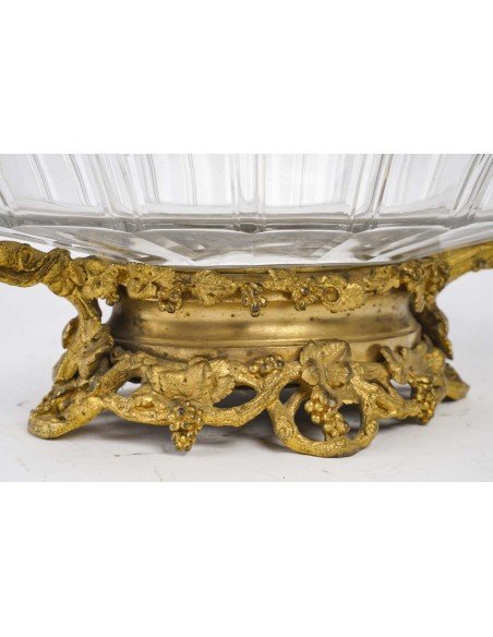 Centre De Table En Cristal Et Bronze Doré, époque XIXe Siècle-photo-1