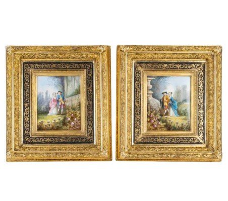 Paintings On Ceramic Signed Bigot, Late 19th Century – Gallant Scenes Inspired By Rococo