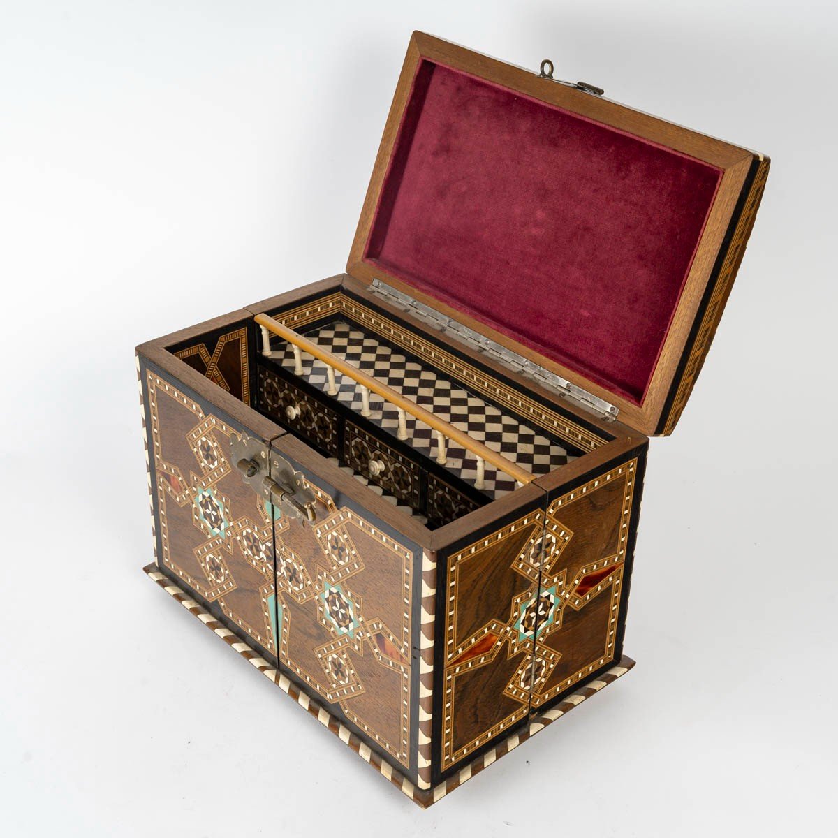 Andalusian Cabinet In Marquetry Wood – Late 19th Century-photo-4