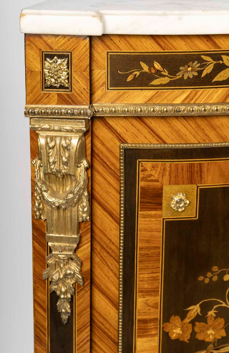 Pair Of Napoleon III Corner Cabinets In Marquetry And Gilt Bronze-photo-3