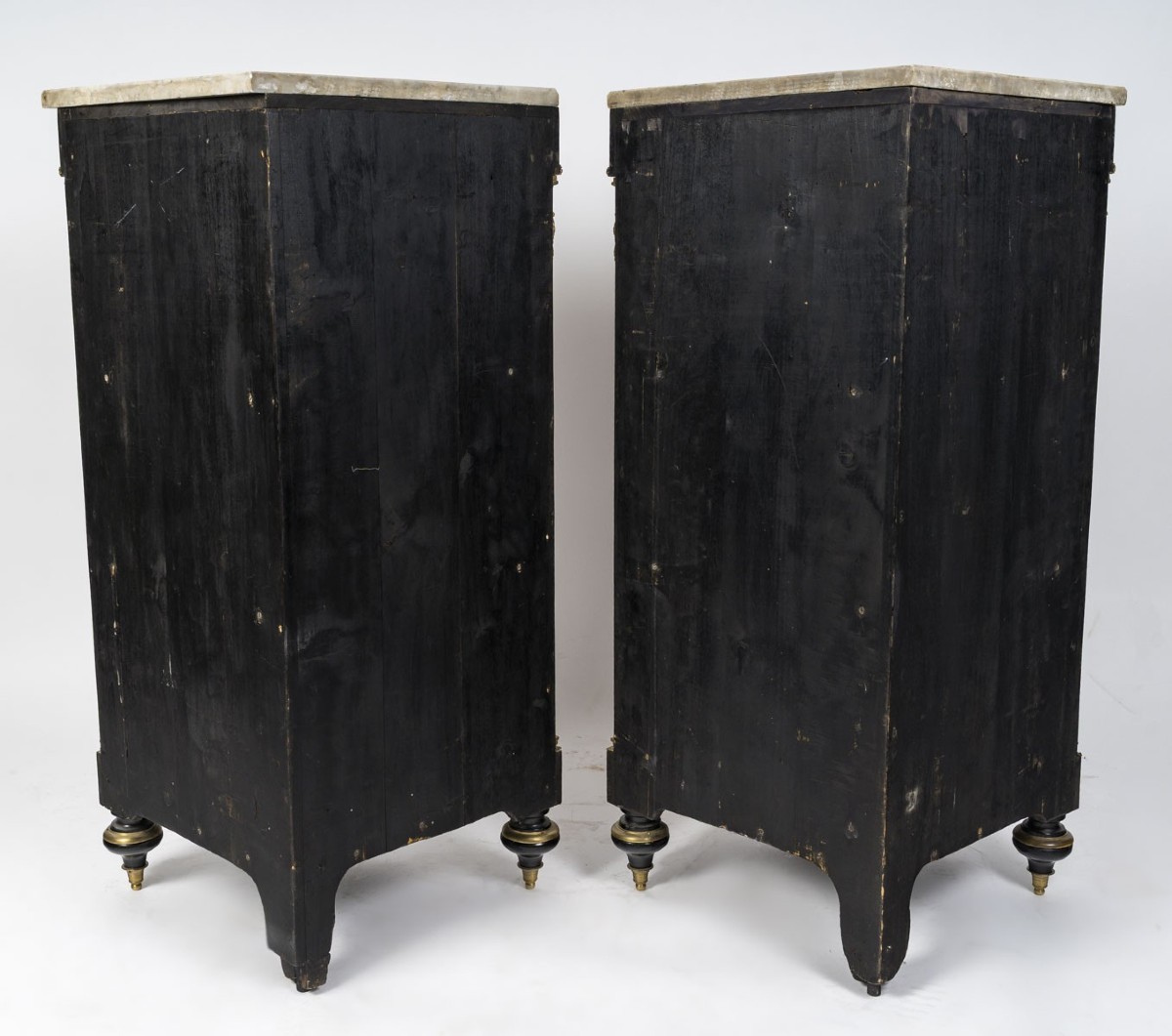 Pair Of Napoleon III Corner Cabinets In Marquetry And Gilt Bronze-photo-3