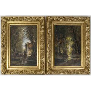 Pair Of Oil Paintings On Canvas, Napoleon III Period