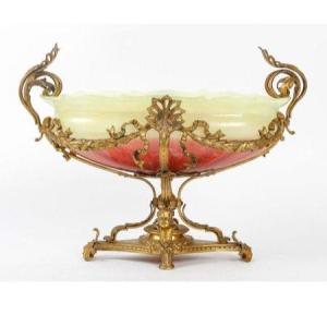 Coupe En Opaline Bicolore Sur Monture En Bronze Doré, XIXème Siècle