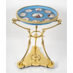 Table In Gilt Bronze And Porcelain De Sèvres, Louis XVI Style