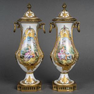 Pair Of Porcelain Vases Signed Château De Blois – 19th Century