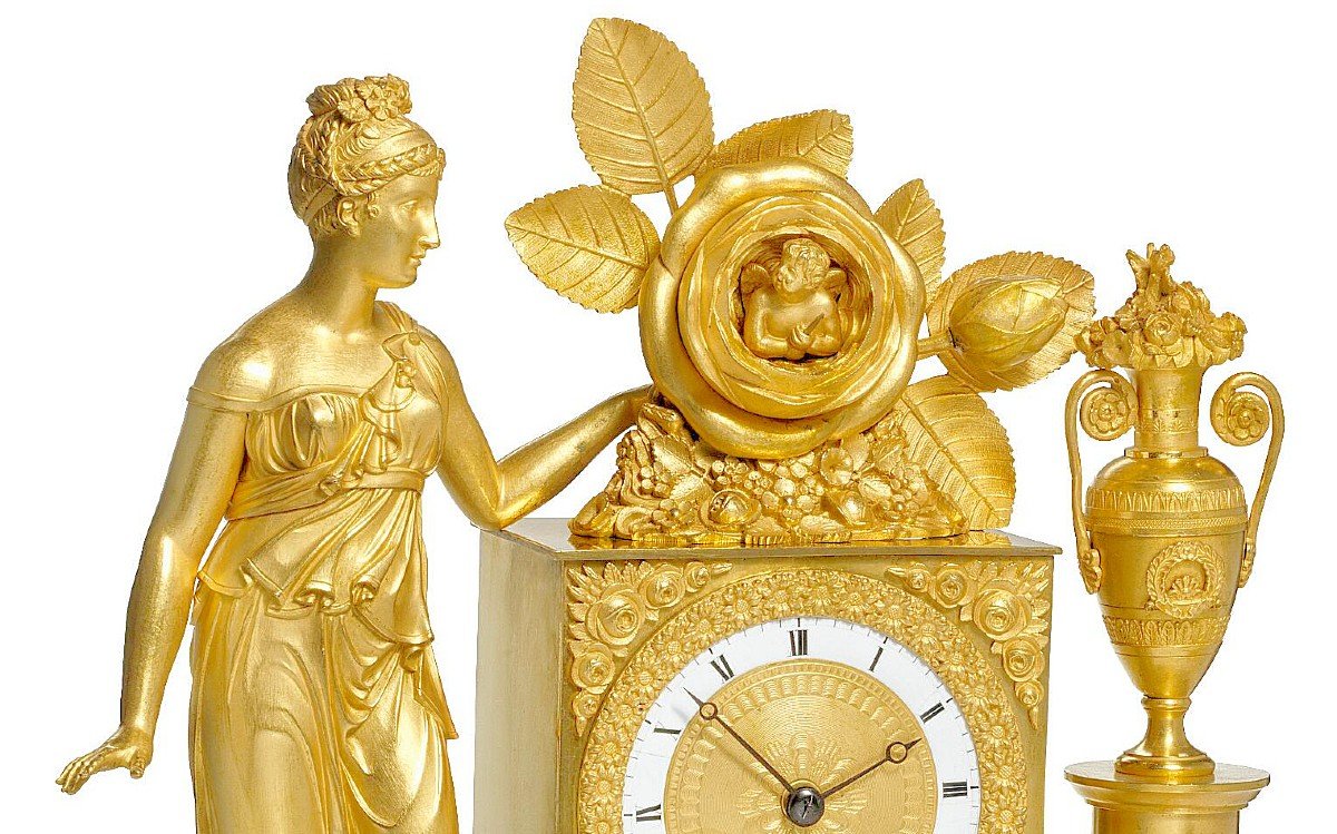 Empire Clock Circa 1820 Venus With Cupid H. 46 Cm, Br. 32 Cm, D. 12 Cm-photo-1