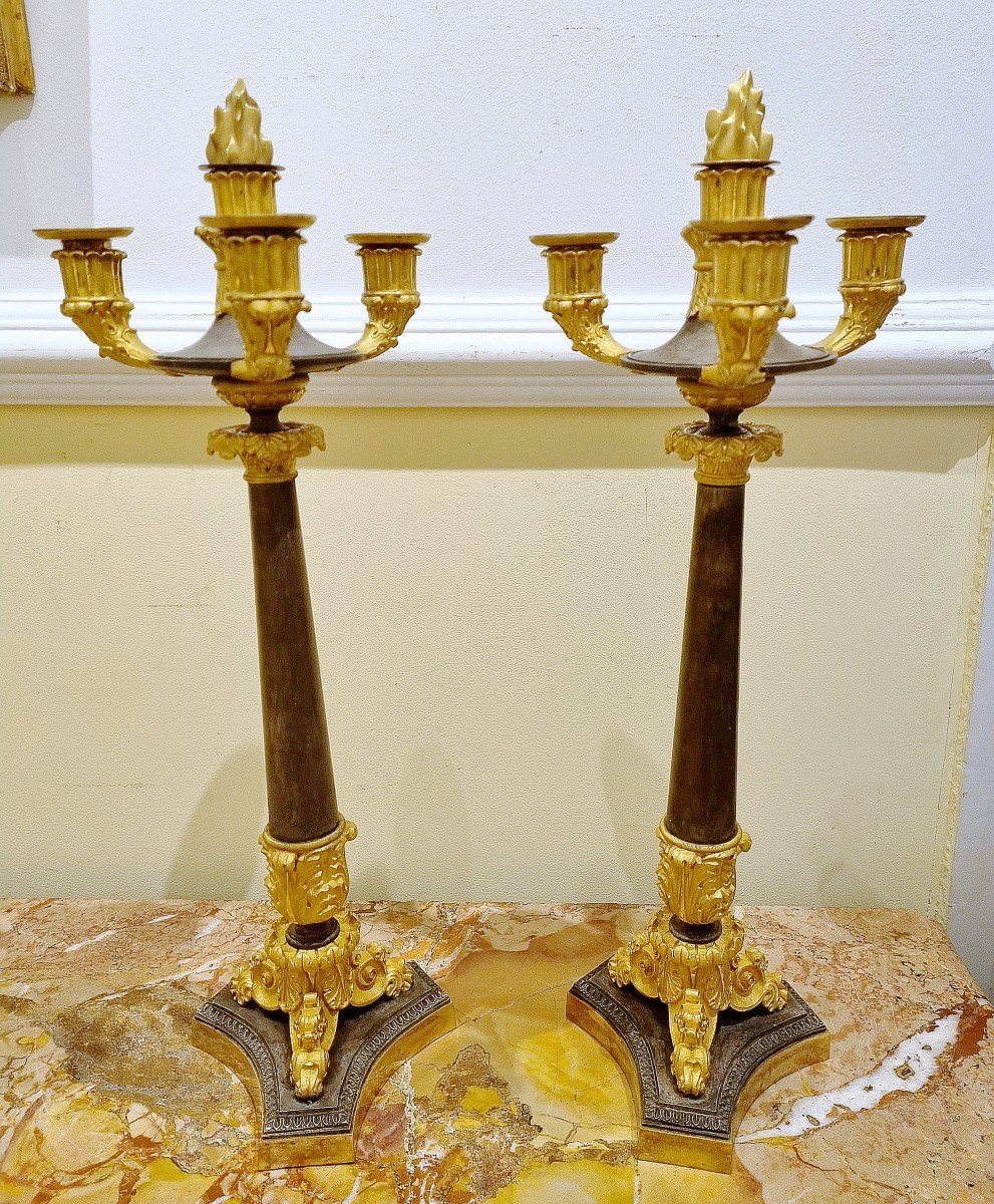 Empire Pair Candelabra Around 1810 H. 55 Cm-photo-2