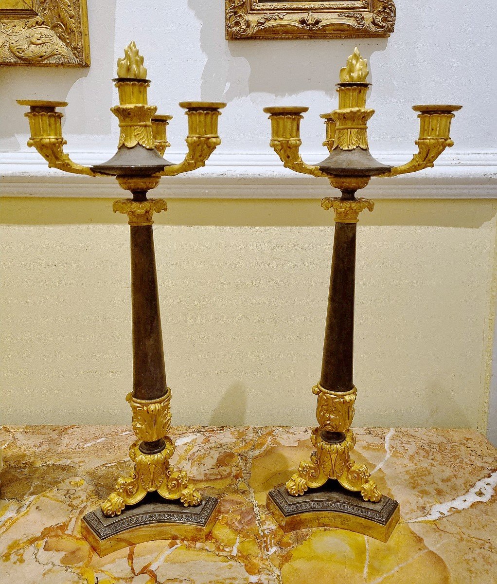 Empire Pair Candelabra Around 1810 H. 55 Cm-photo-4