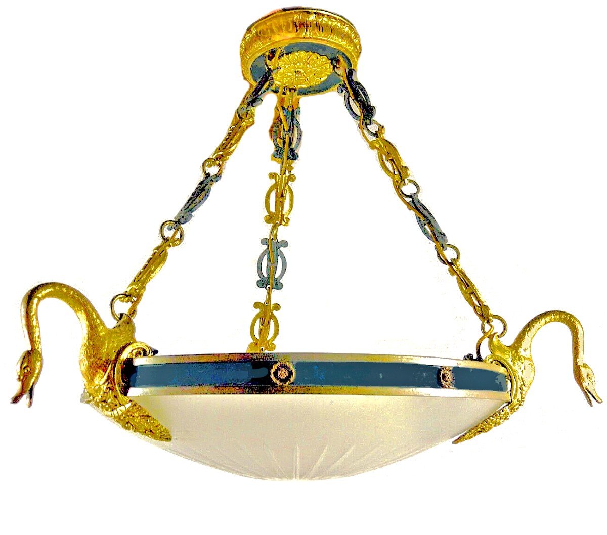 Lustre Empire Vers 1820  Bronze Doré H. 42 Cm, D. 35,5 Cm -photo-2