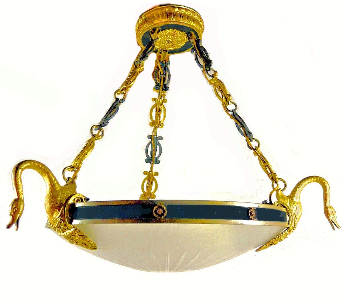 Lustre Empire Vers 1820  Bronze Doré H. 42 Cm, D. 35,5 Cm -photo-3