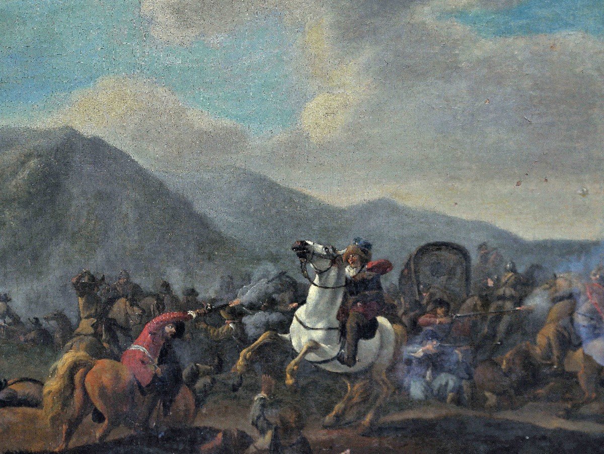 Proantic: Jan Van Huchtenburg 1647-1733 Battle Scene Oil On Canvas 46