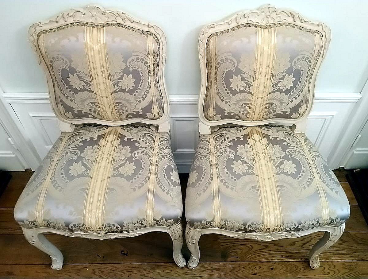 Pair Louis XV Armchairs Circa 1750 Stamped Leduc - Pierre Leduc (circa 1685 - June 25, 1765)-photo-2