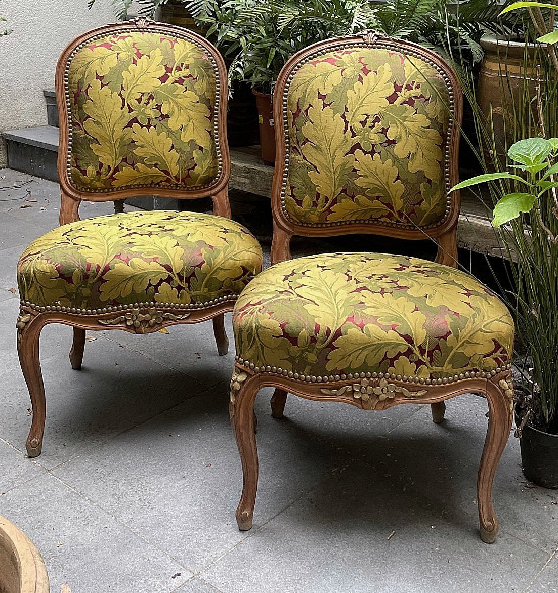 Louis XV Chairs Denmark Around 1750 Floral Elements Set With Gold H. 90 Cm, Br. 53 Cm-photo-2