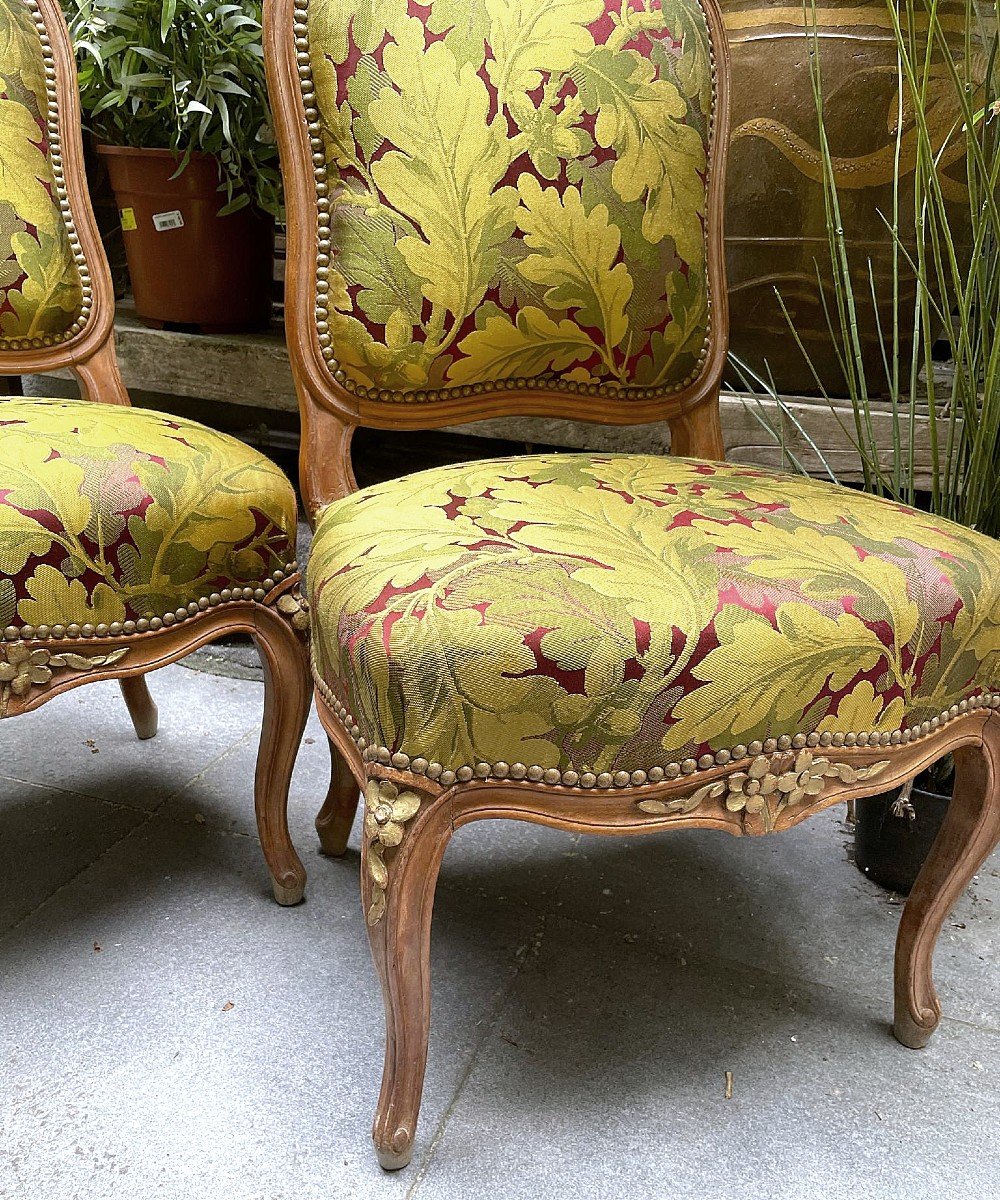 Louis XV Chairs Denmark Around 1750 Floral Elements Set With Gold H. 90 Cm, Br. 53 Cm-photo-3