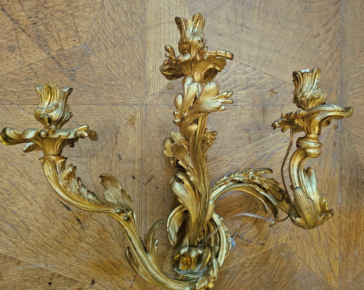 Louis XV Wall Lights 19th Century. H. 57 Cm (without Candles) Subsequently Electrified-photo-4