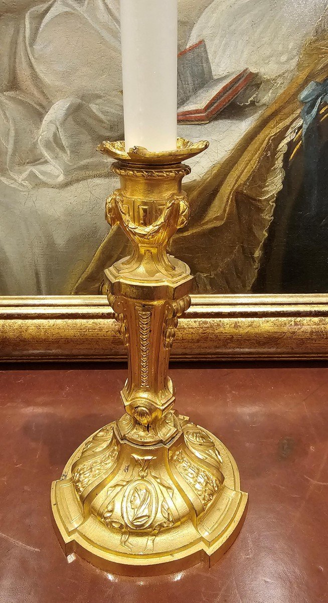 Louis XVI Candlesticks Late 18th Sh 20.5 Cm-photo-2