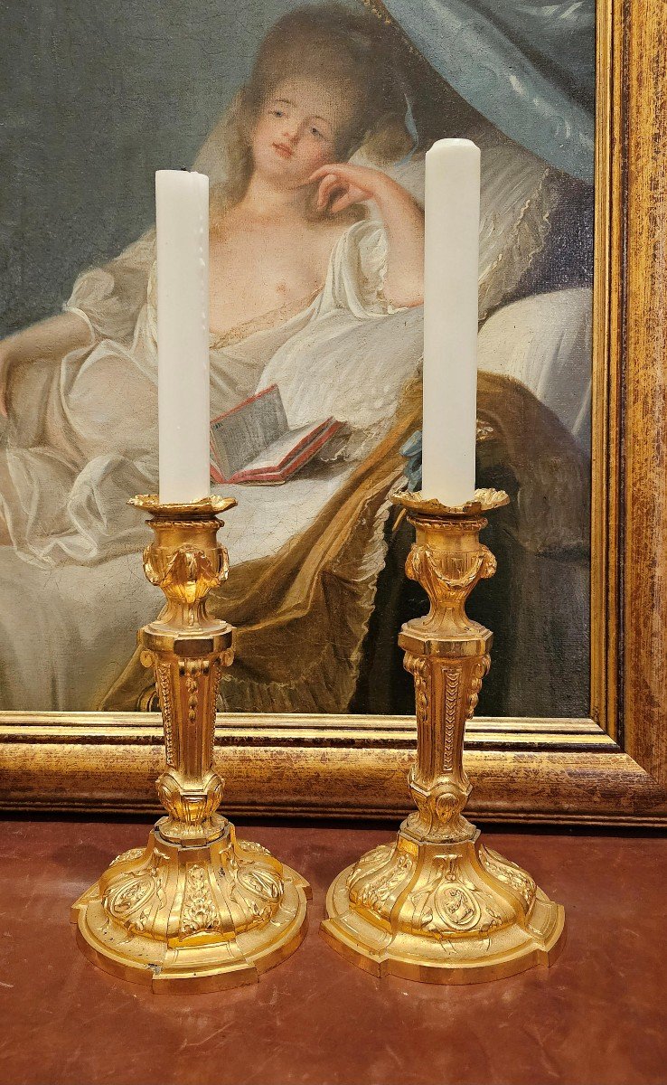 Louis XVI Candlesticks Late 18th Sh 20.5 Cm