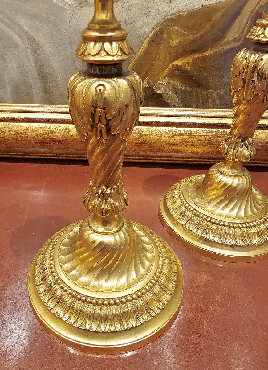 Regency Candlesticks Around 1720 H. 21 Cm -photo-1