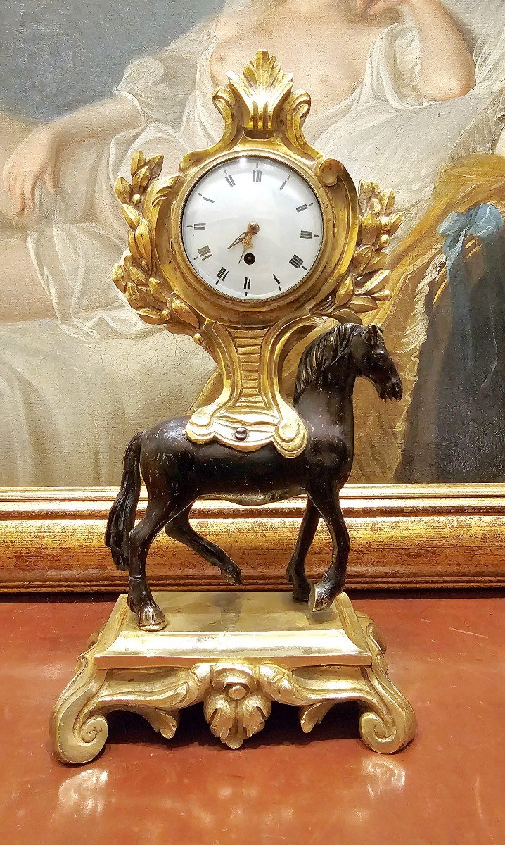 Louis XVI Horse Pendulum Table Clock Circa 1780 H. 27 Cm Signed Milot A Paris-photo-4