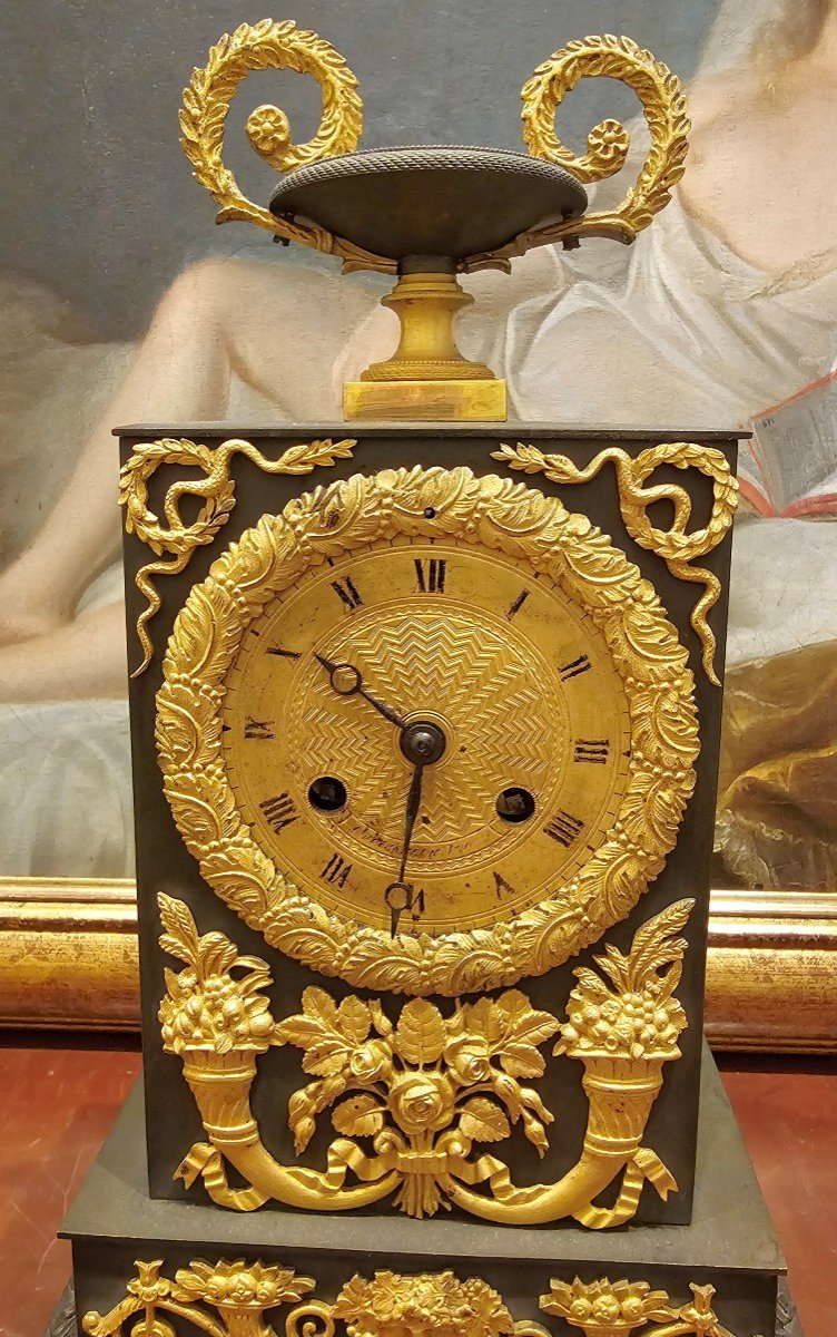 Empire Clock Circa 1815 Signed "portefais In Paris" -photo-2