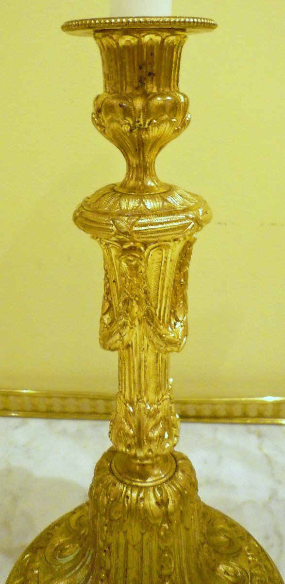 Louis XVI Candlesticks Circa 1770 H. 26 Cm  -photo-2