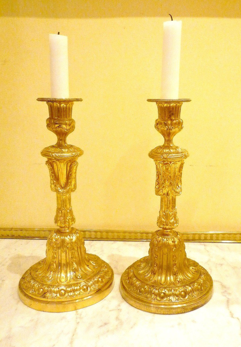 Louis XVI Candlesticks Circa 1770 H. 26 Cm  