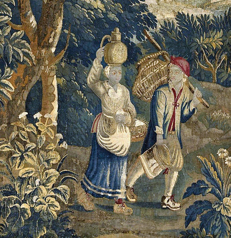 Tapestry Tapestry Called De Teniers Flemish Flanders Circa 1700 Wool Silk H 210 Cm W 150 Cm-photo-3