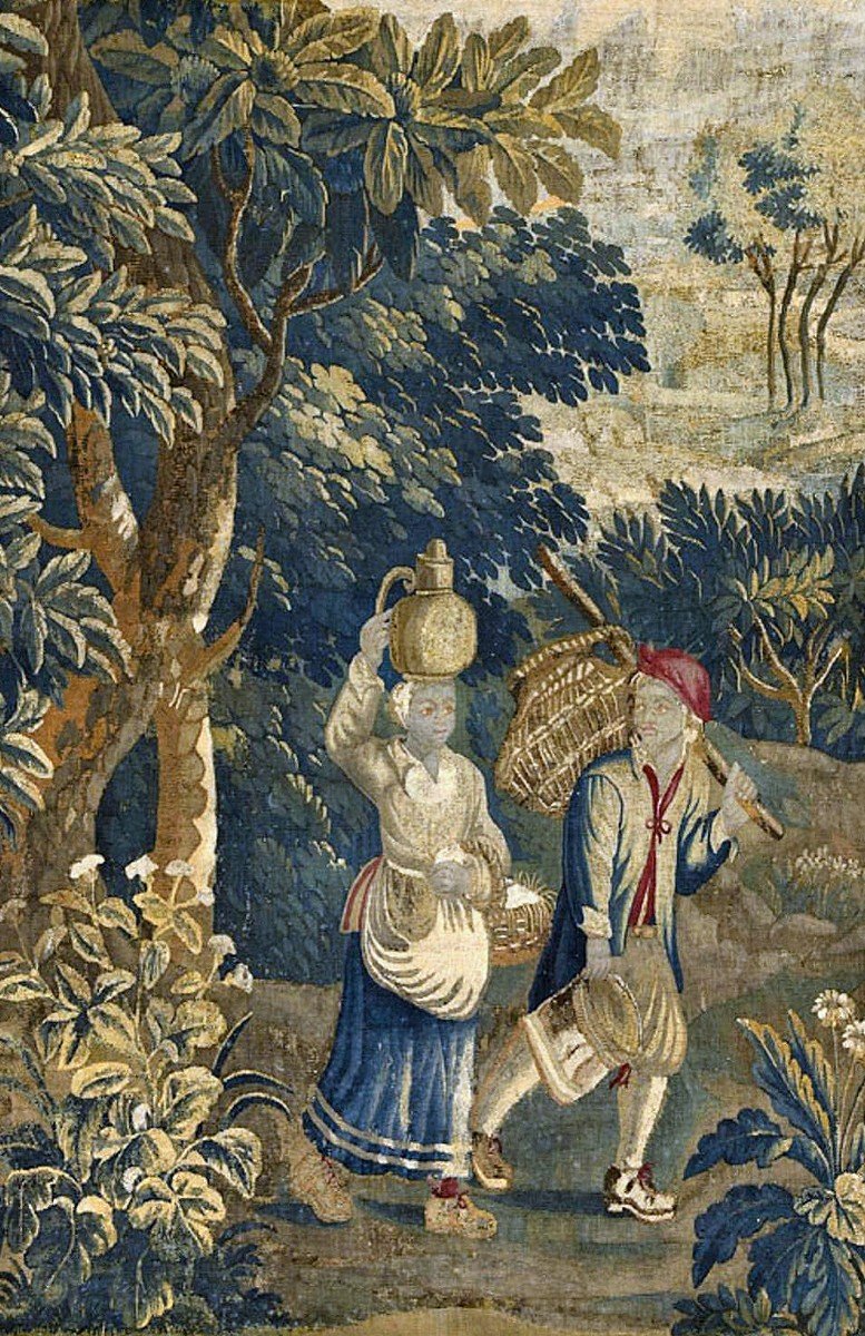 Tapestry Tapestry Called De Teniers Flemish Flanders Circa 1700 Wool Silk H 210 Cm W 150 Cm-photo-4