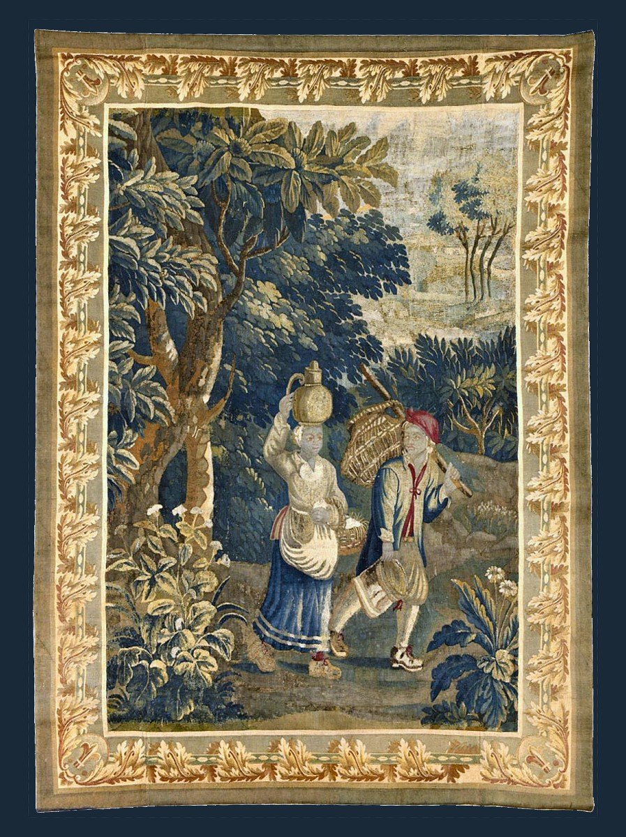 Tapestry Tapestry Called De Teniers Flemish Flanders Circa 1700 Wool Silk H 210 Cm W 150 Cm