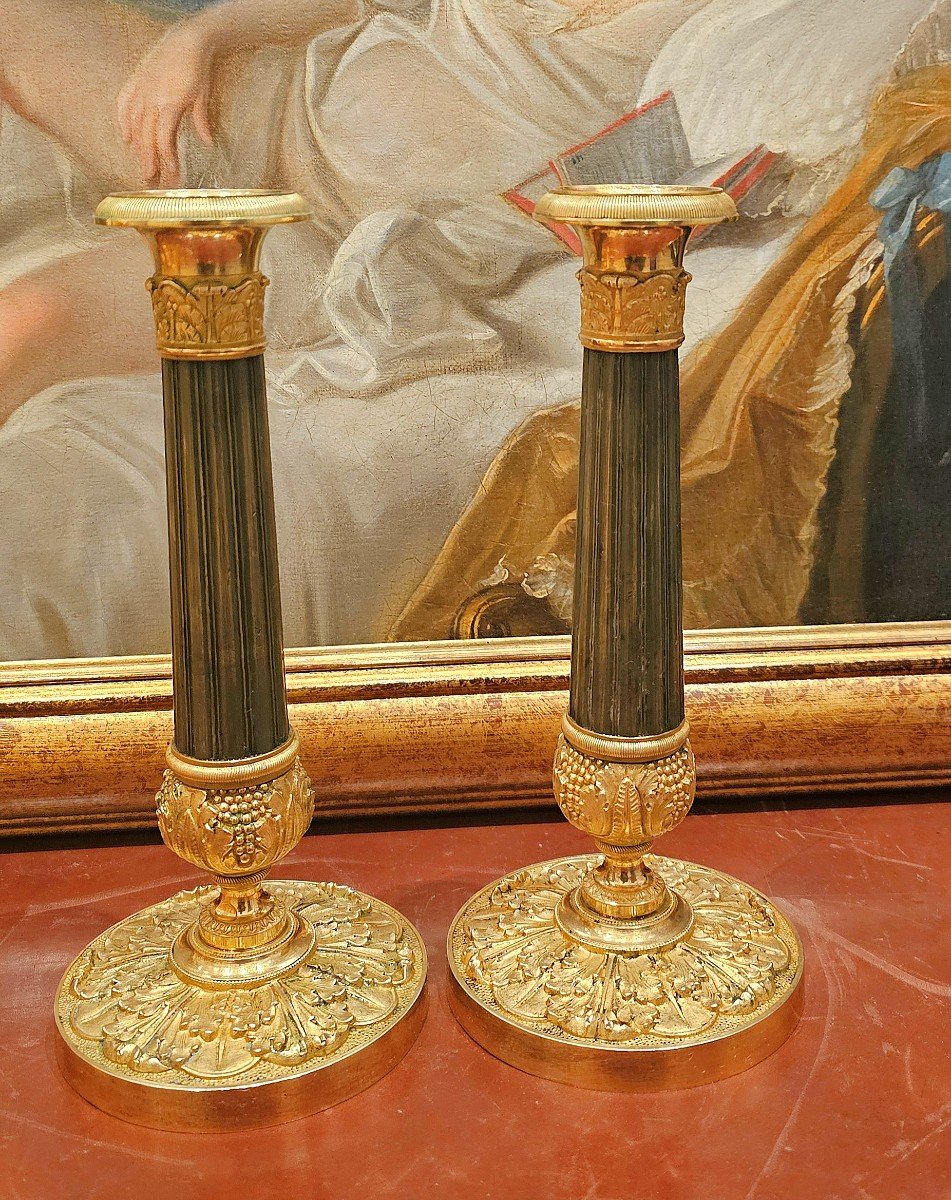 Empire Candlesticks Circa 1800 H. 23 Cm -photo-2