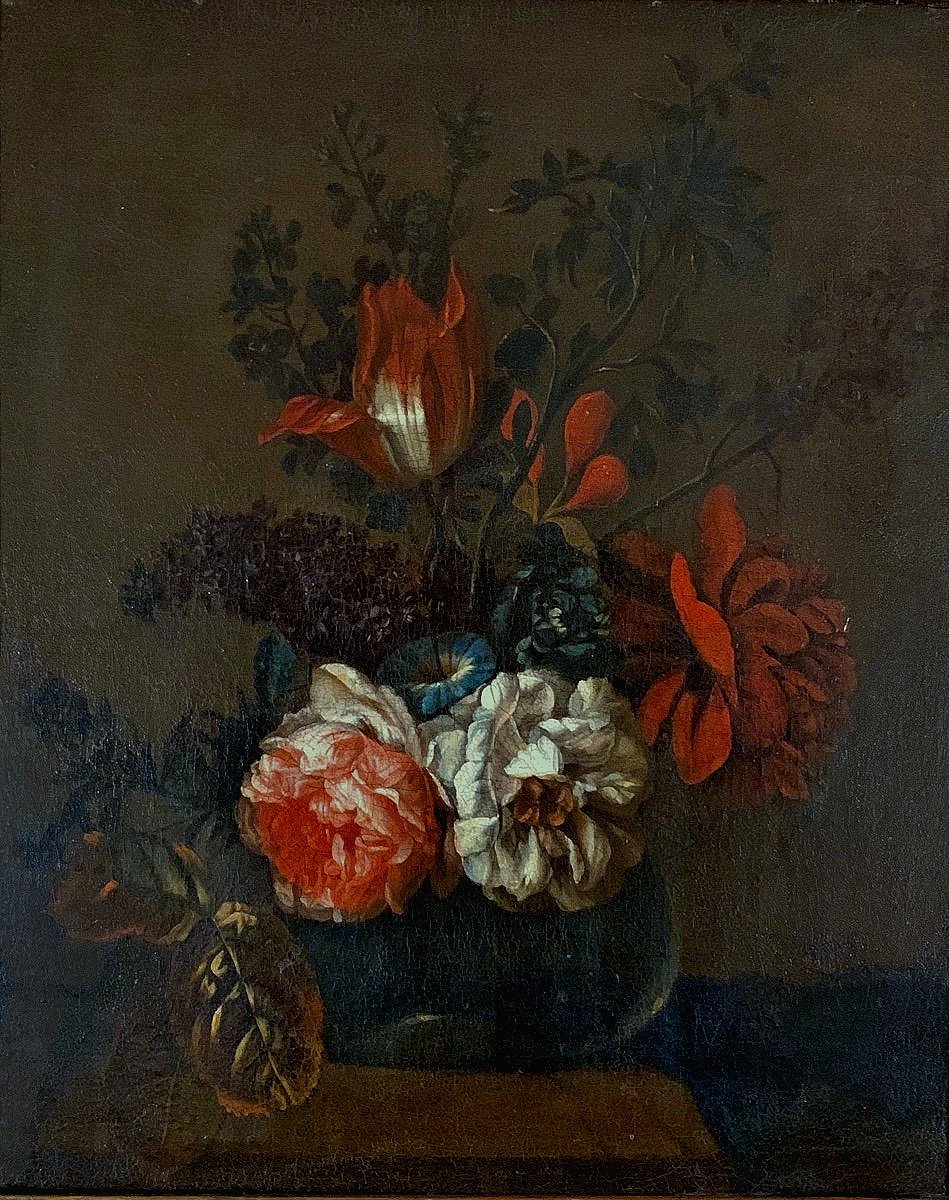 Willem Grasdorp 1678-1723  Nature Morte Aux Fleurs Dans Un Vase De Verre  Expertise Dr. Meijer-photo-4