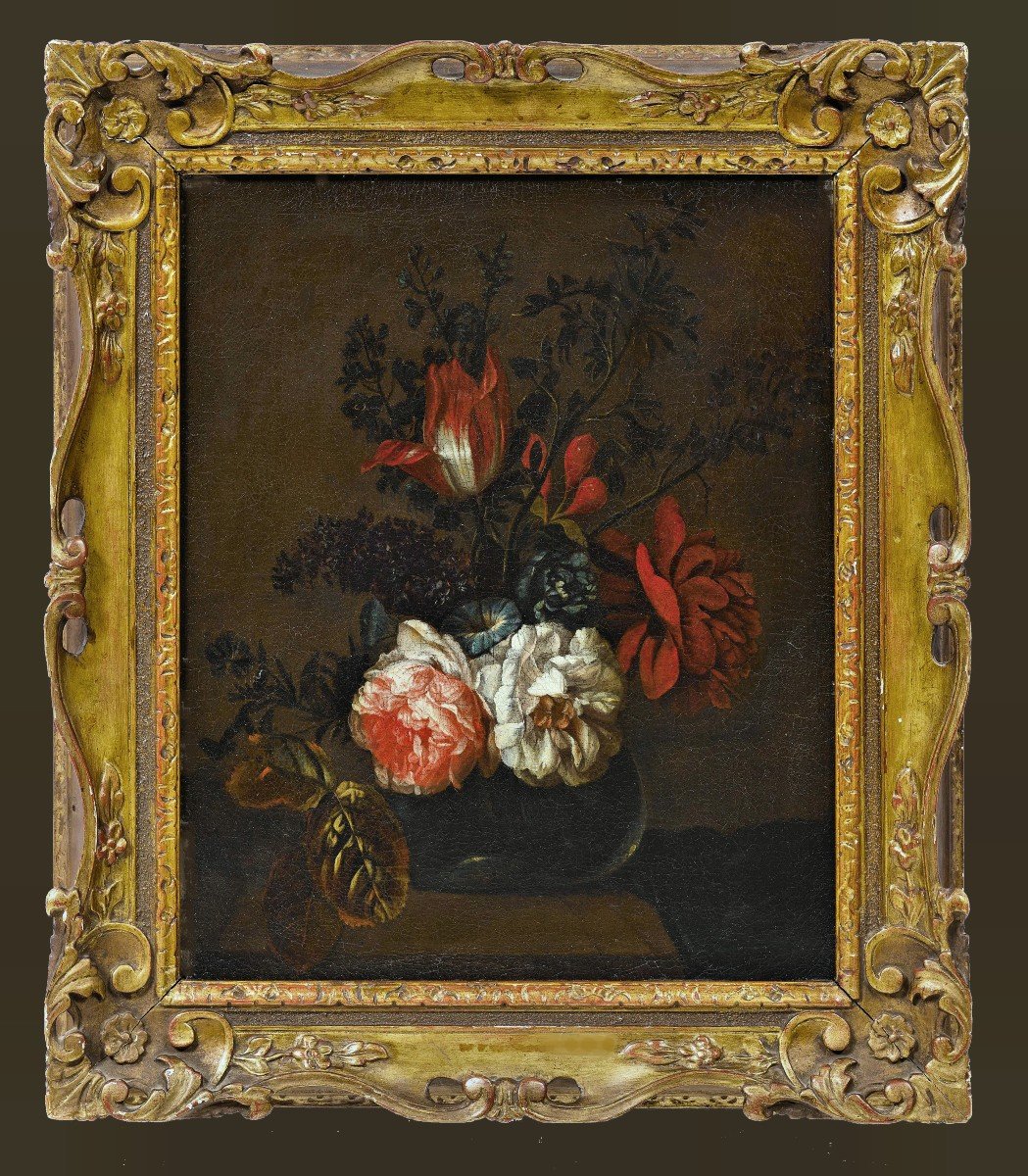 Willem Grasdorp 1678-1723  Nature Morte Aux Fleurs Dans Un Vase De Verre  Expertise Dr. Meijer