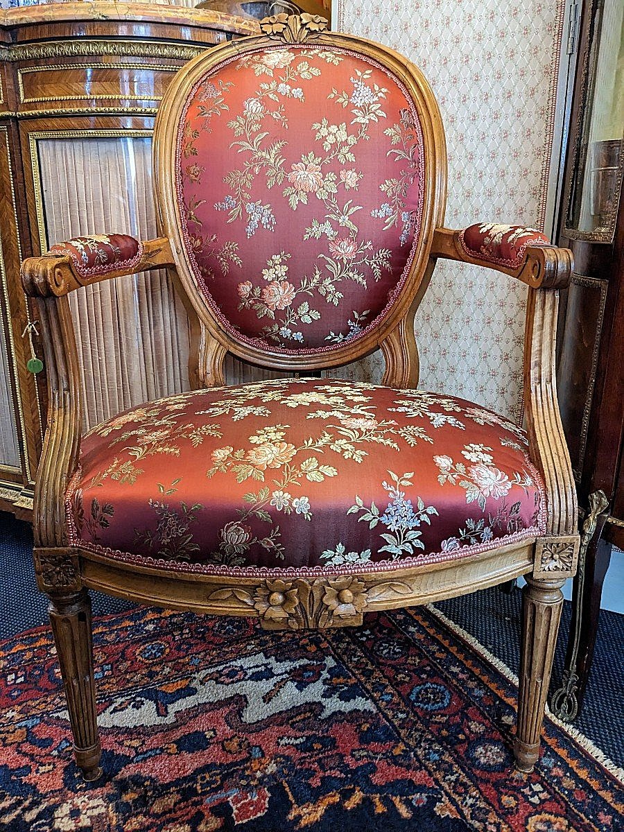 Paire Fauteuils Louis XVI vers 1780 estampillé TILLIARD  JACQUES JEAN-BAPTISTE TILLIARD II -photo-2