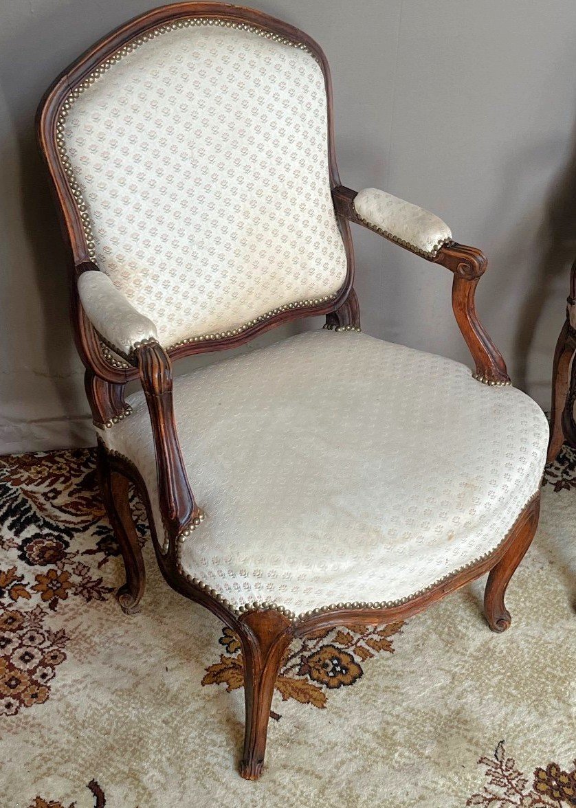 Pair Of Louis XV Armchairs Around 1760 Stamped M.gourdin Michel Gourdin -photo-4