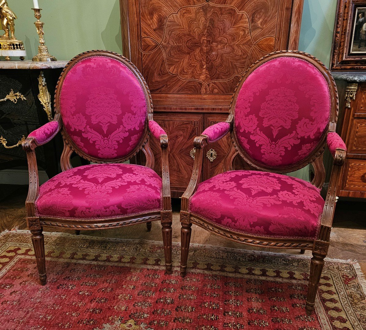 Louis XVI Armchairs Circa 1785 Stamped Pfjean Pierre Francois Jean Master October 5, 1784-photo-2