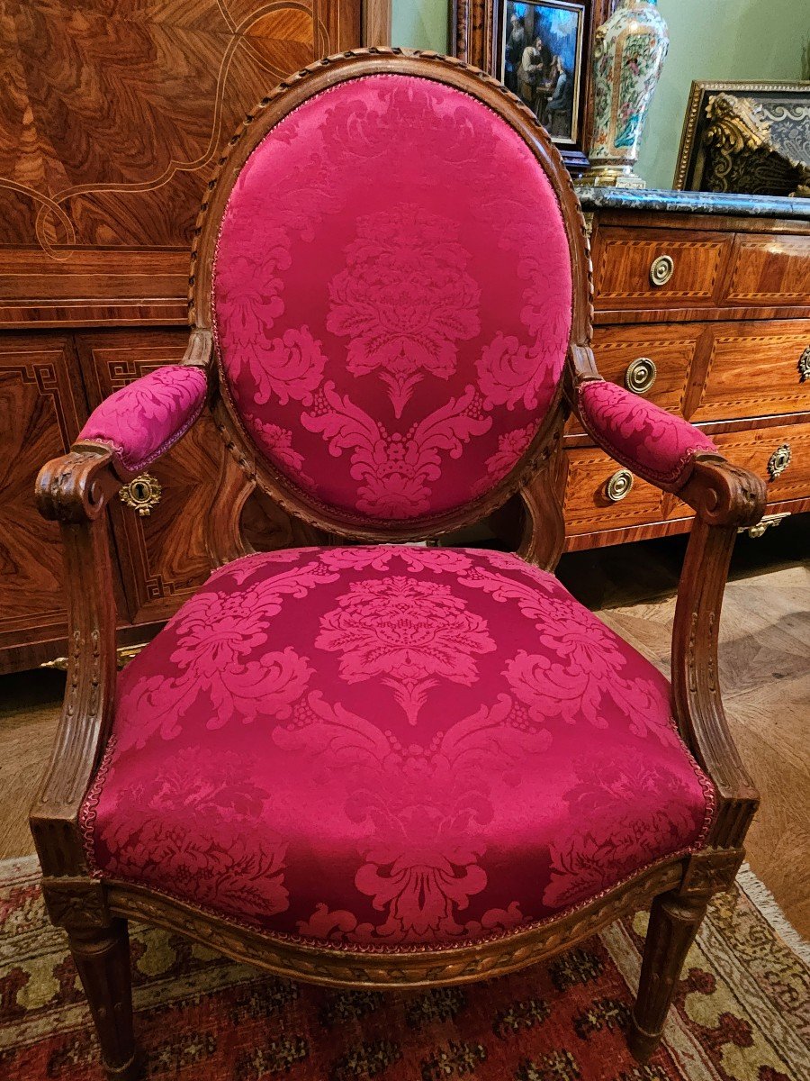 Louis XVI Armchairs Circa 1785 Stamped Pfjean Pierre Francois Jean Master October 5, 1784-photo-3