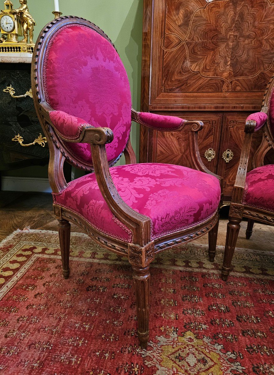 Louis XVI Armchairs Circa 1785 Stamped Pfjean Pierre Francois Jean Master October 5, 1784-photo-4