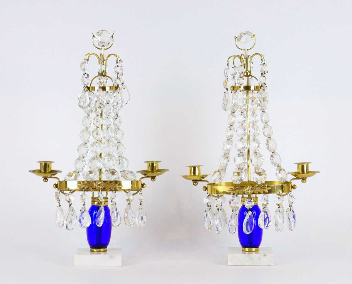 Candelabra Pair Louis XVI Sweden 19th Century. H. 40 Cm 