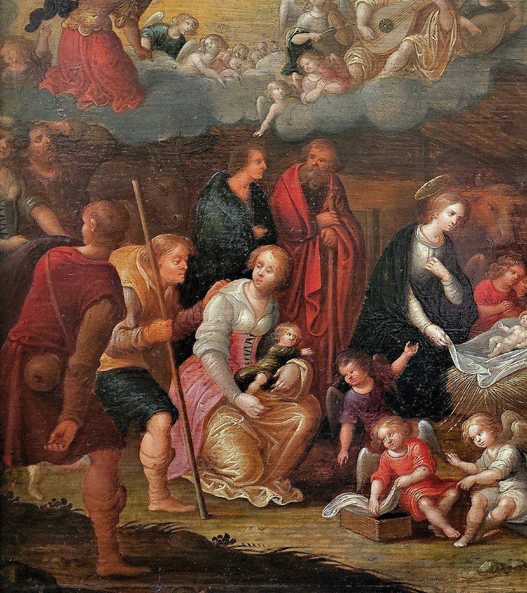 Frans Francken II 1581-1642 The Adoration Of The Shepherds Oil On Wood 41 X 61 Cm-photo-3