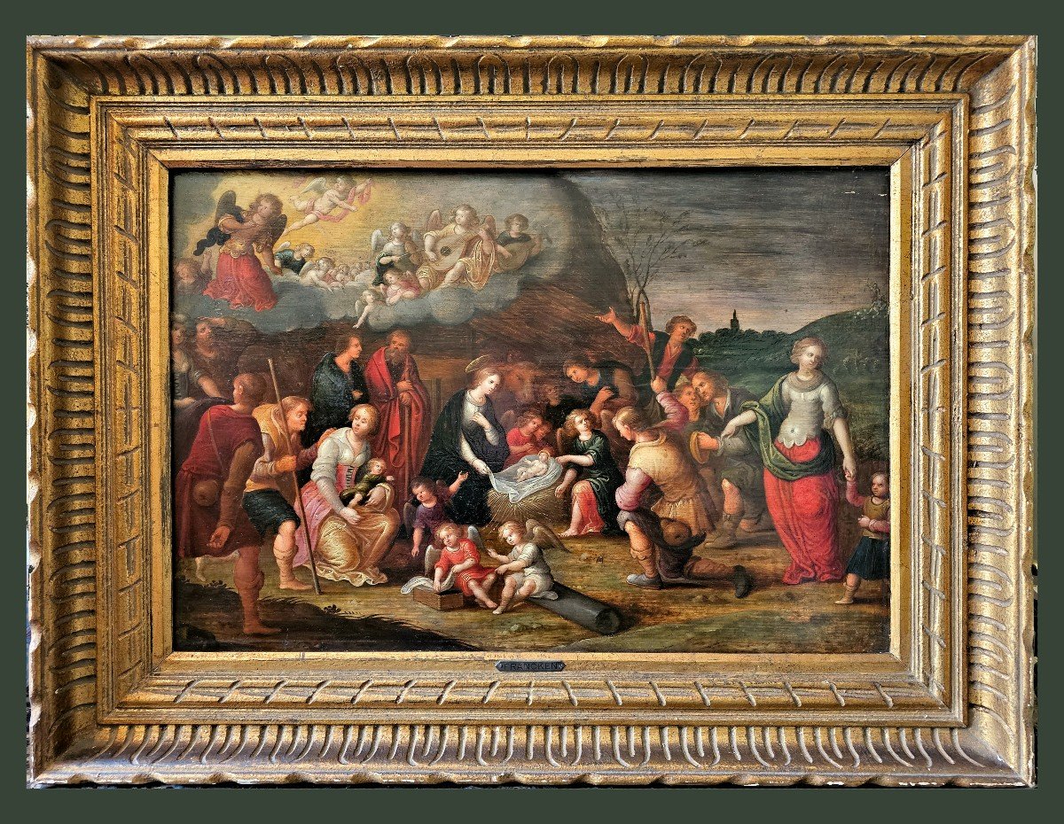 Frans Francken II 1581-1642 The Adoration Of The Shepherds Oil On Wood 41 X 61 Cm