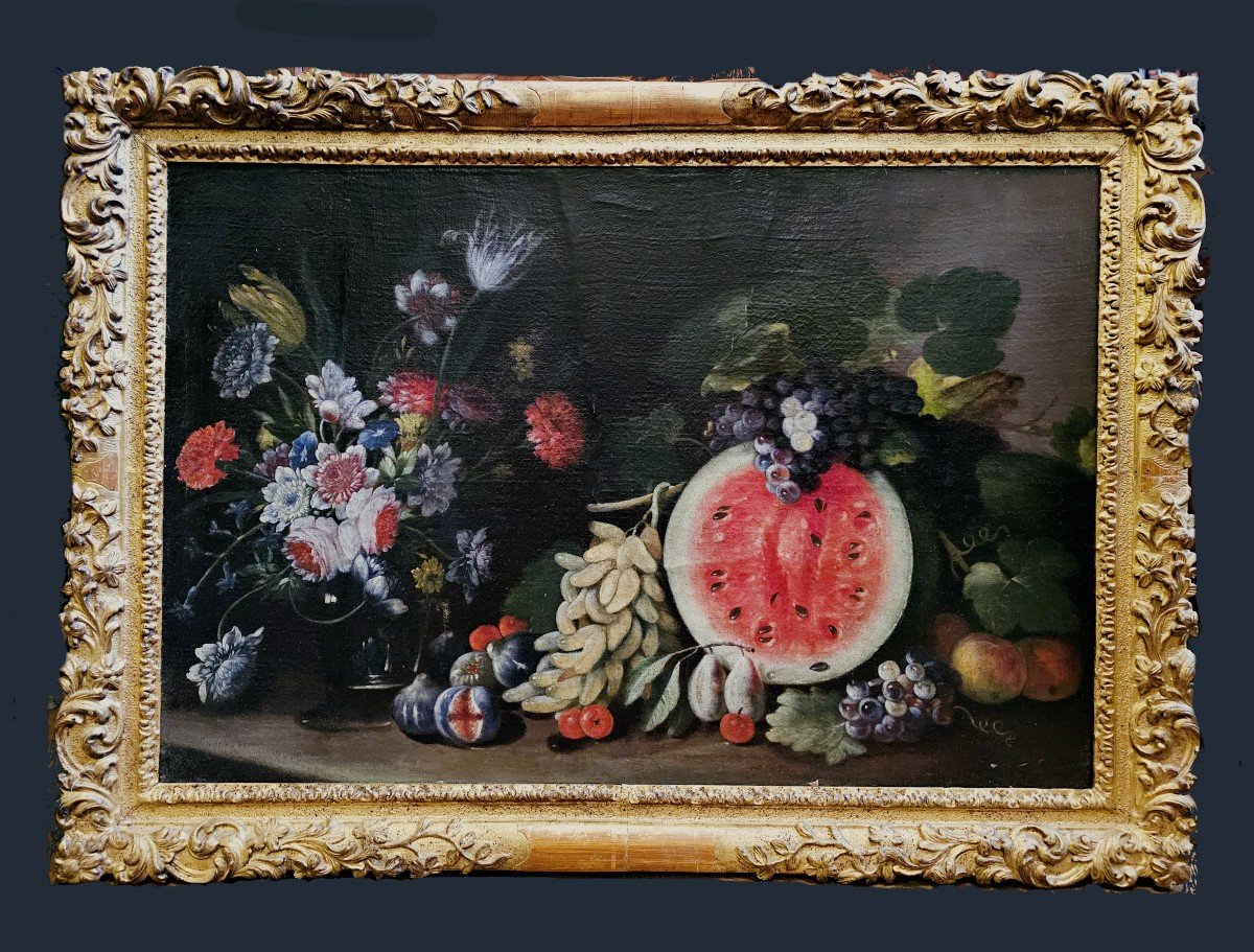 Giovanni Battista Ruoppolo 1629-1693 Large Still Life - Expertise Dr. Meijer Amsterdam