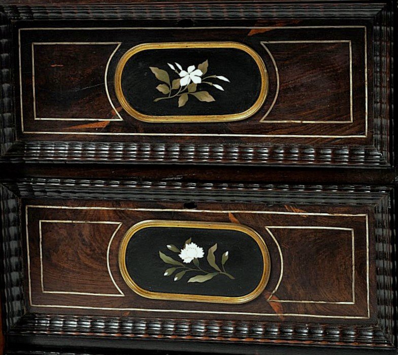 Important Cabinet Pietra Dura Italie Florence 17ème Siècle H. 80 Cm, Br. 85 Cm, D. 34,5 Cm -photo-6