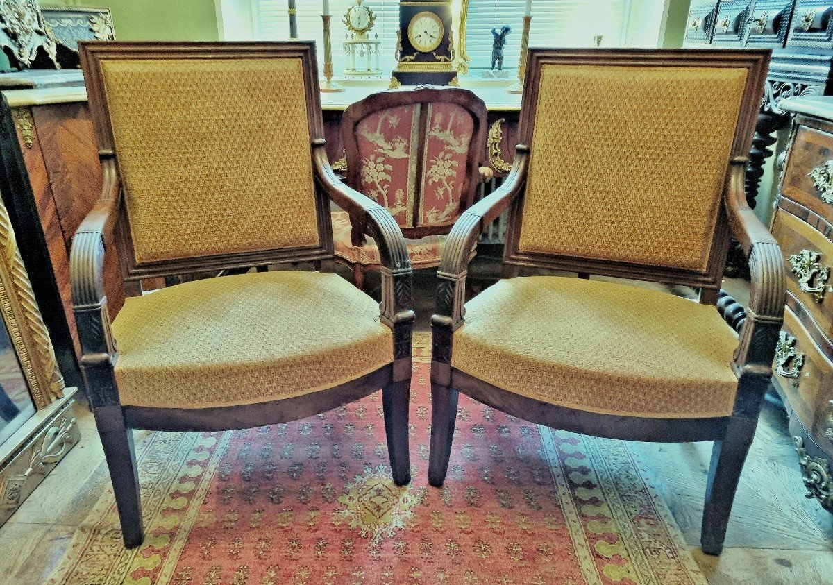 Paire Fauteuils Empire 1813-1825  Estampillée + Iacob   François-honoré Georges Jacob Desmalter-photo-4