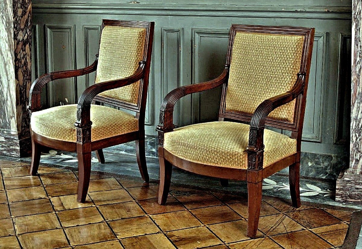 Paire Fauteuils Empire 1813-1825  Estampillé + Iacob   François-honoré Georges Jacob Desmalter