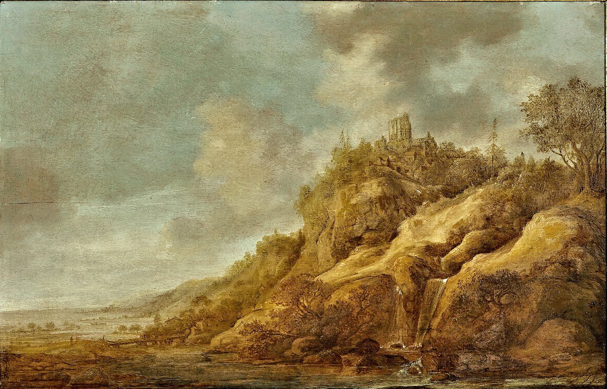 Frans De Hulst 1620-1661 Paysage Fluvial Monogramme En Bas à Droite-photo-2