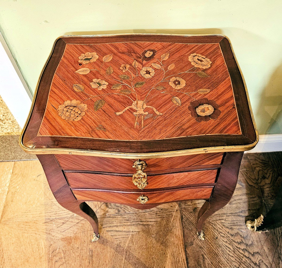 Louis XV Coffee Table Circa 1765 Flower Marquetry-photo-6