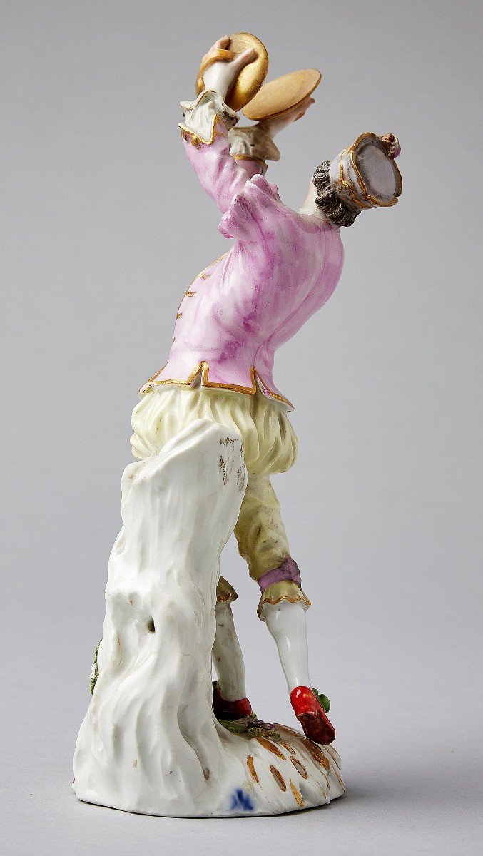 Meissen Porcelain Cymbal Player Model By Johann Joachim Kaendler Circa 1750 H. 20 Cm -photo-3