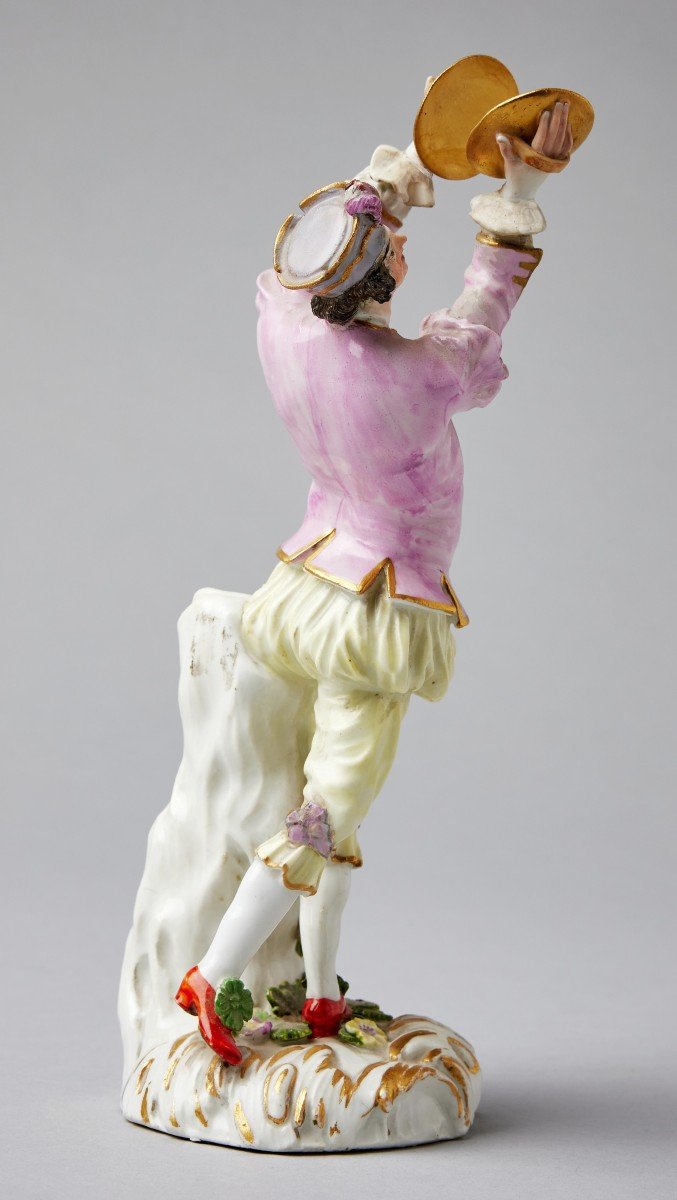 Meissen Porcelaine Joueur De Cymbale Modèle De Johann Joachim Kaendler Vers 1750  H. 20 cm -photo-4